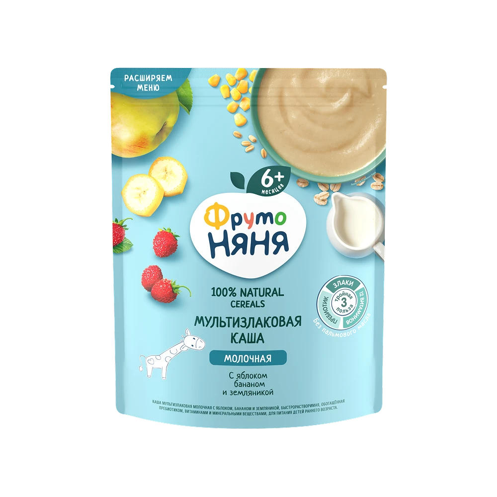 Bột ăn dặm khô sữa đa ngũ cốc "FrutoNanny" vị táo, chuối, dâu tây rừng