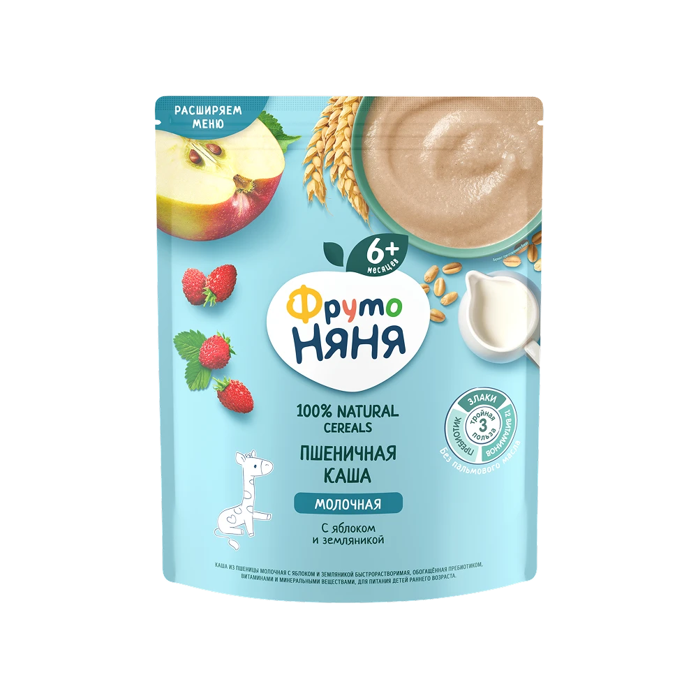 «ФрутоНяня» каша сухая молочная пшеничная с яблоками и земляникой